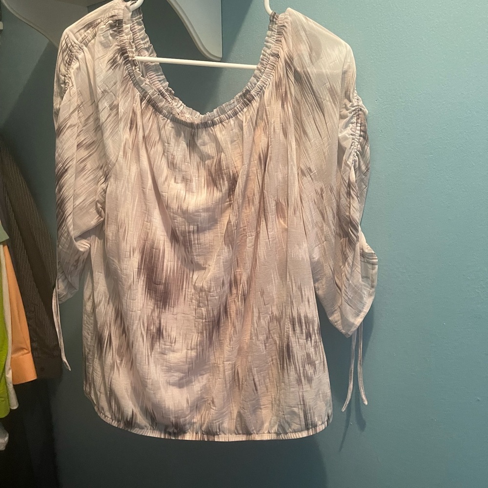 INC 2 layer blouse in grey and blush pink. Size XL